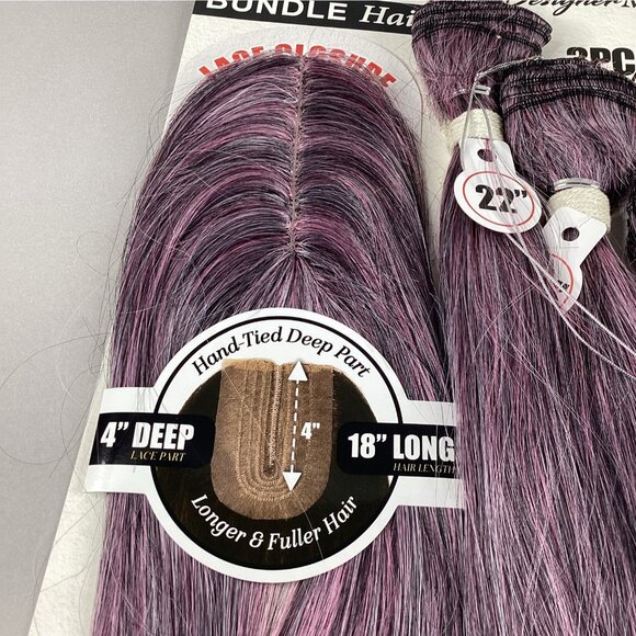 Straight #T1B/Pk/Wh Black Pink 18” 22” All-in-One Synthetic Hair Extensions - Picture 3 of 7